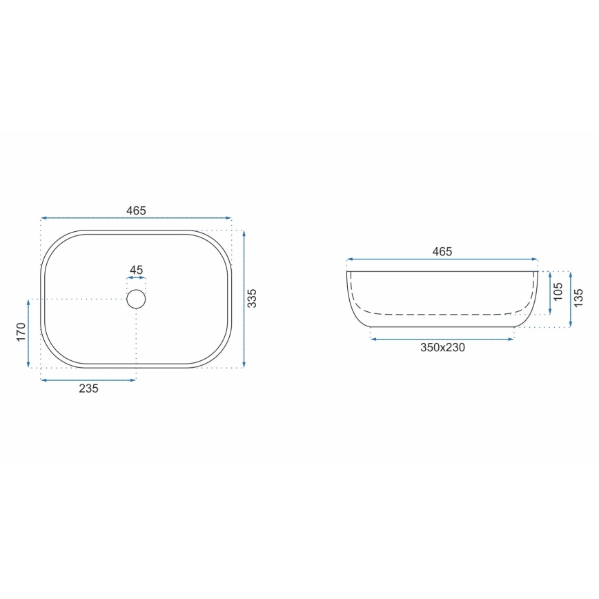 REA-U3802 - Мивка за плот LIVIA 33,5x46,5 cm керамична/сива/мраморен декор