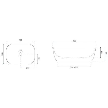 REA-U4000 - Мивка за плот BELINDA 33x46,5 см керамика/имитация на камък