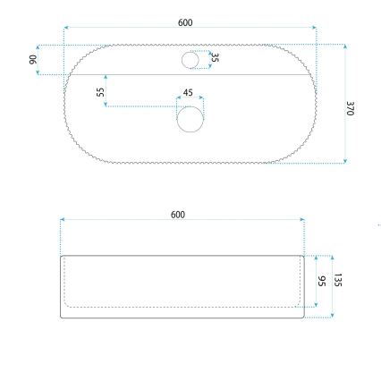 REA-U4002 - Мивка за плот MARCELA 37x60 cm керамика/лъскаво бяло