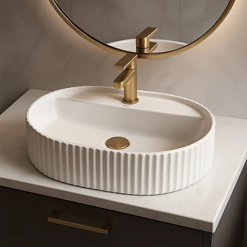 REA-U4003 - Мивка за плот MARCELA 35,5x50 см керамика/бял гланц