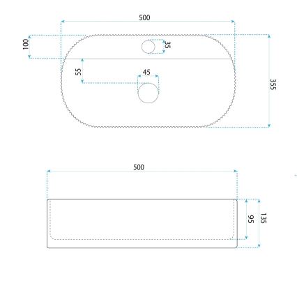 REA-U4003 - Мивка за плот MARCELA 35,5x50 см керамика/бял гланц