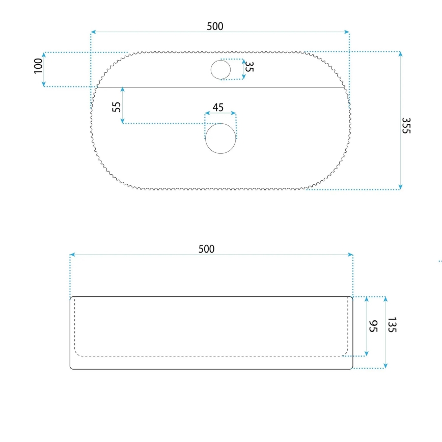 REA-U4003 - Мивка за плот MARCELA 35,5x50 см керамика/бял гланц