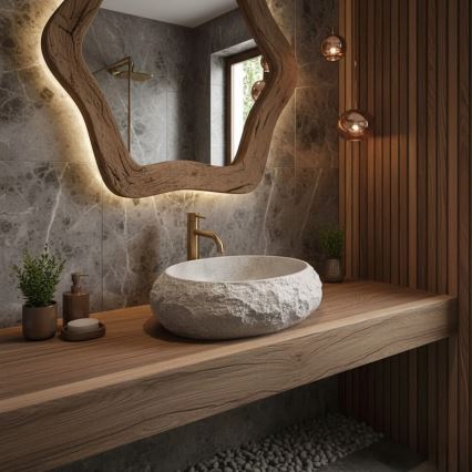 REA-U4332 - Мивка за плот MIKA 38x50 см бежова/сива/имитация на камък