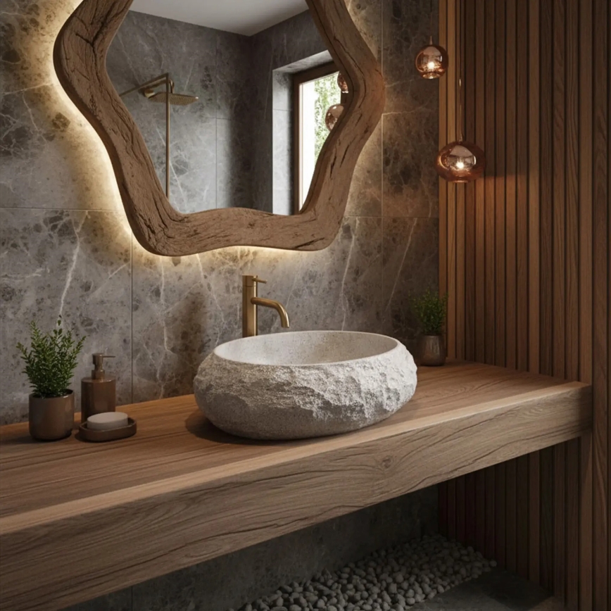 REA-U4332 - Мивка за плот MIKA 38x50 см бежова/сива/имитация на камък