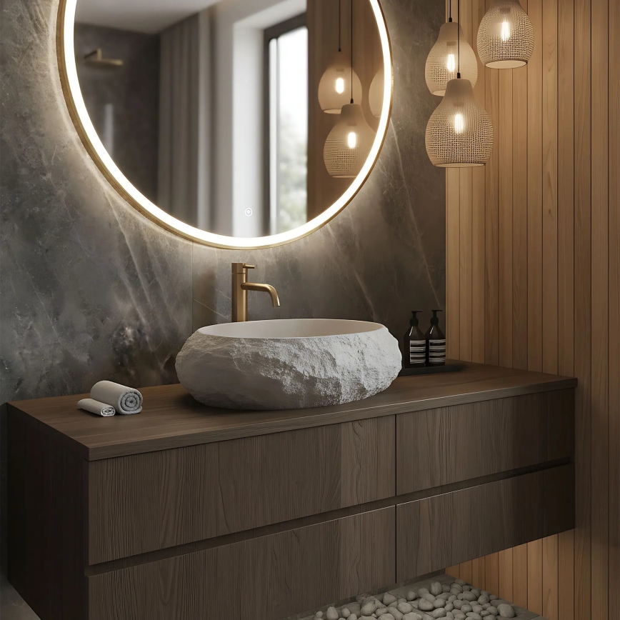 REA-U4332 - Мивка за плот MIKA 38x50 см бежова/сива/имитация на камък