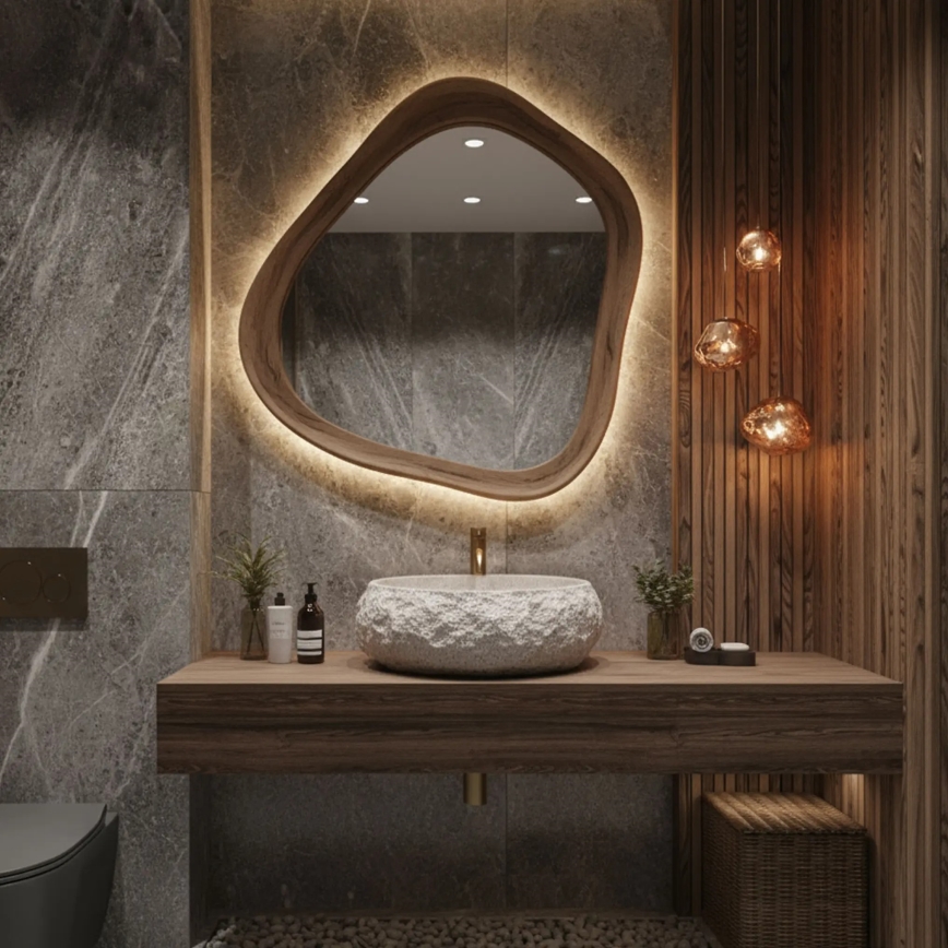 REA-U4332 - Мивка за плот MIKA 38x50 см бежова/сива/имитация на камък