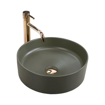 REA-U4567 - Мивка за плот SAMI Ø 37 см, керамична, матова зелена