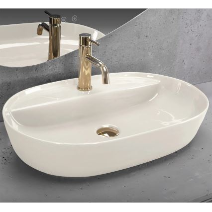 REA-U4589 - Мивка за плот AURA 41x61 cm керамика/лъскава кремава