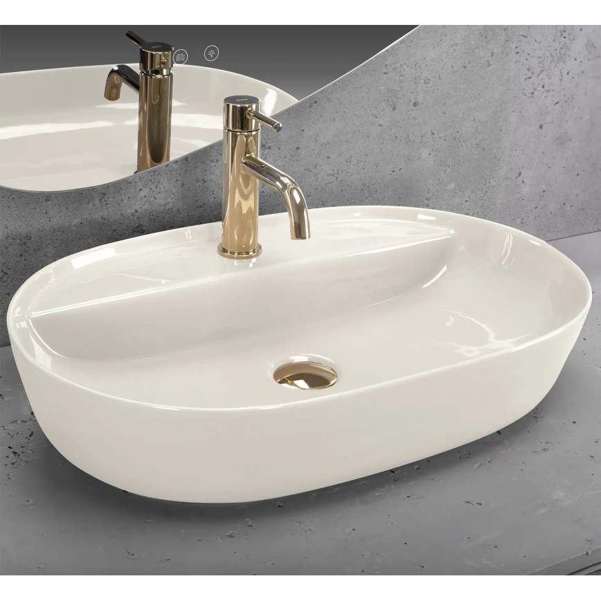 REA-U4589 - Мивка за плот AURA 41x61 cm керамика/лъскава кремава
