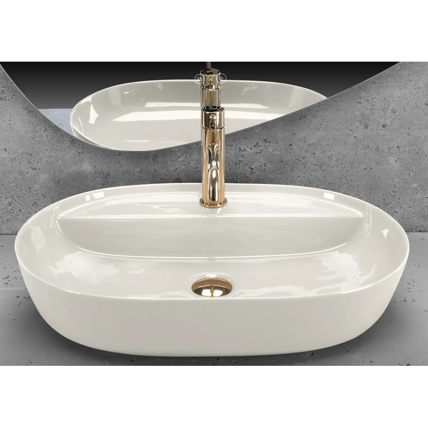 REA-U4589 - Мивка за плот AURA 41x61 cm керамика/лъскава кремава