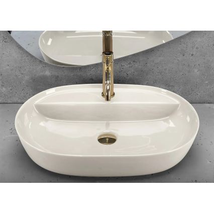 REA-U4589 - Мивка за плот AURA 41x61 cm керамика/лъскава кремава