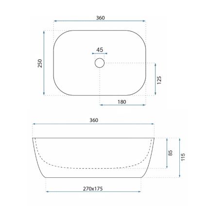 REA-U4700 - Мивка за плот BELINDA MINI  25x36 см керамика/бежова/имитация на камък