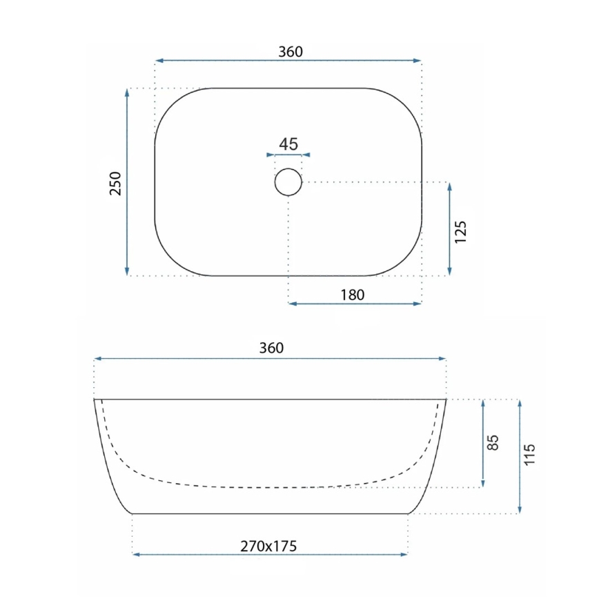 REA-U4700 - Мивка за плот BELINDA MINI  25x36 см керамика/бежова/имитация на камък