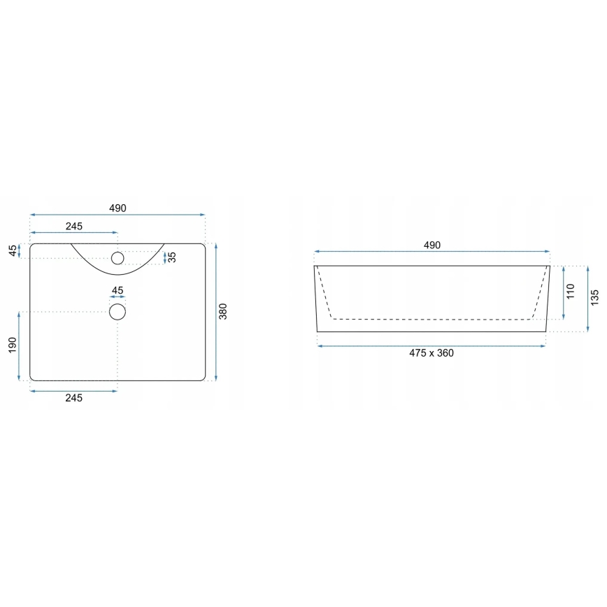 REA-U5052 - Мивка за плот KELLY 38x49 cm керамика/бяла/мраморен декор