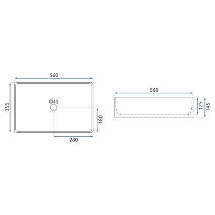 REA-U5055 - Умивалник за плот BERTA 35,5x56 см керамика/бял гланц