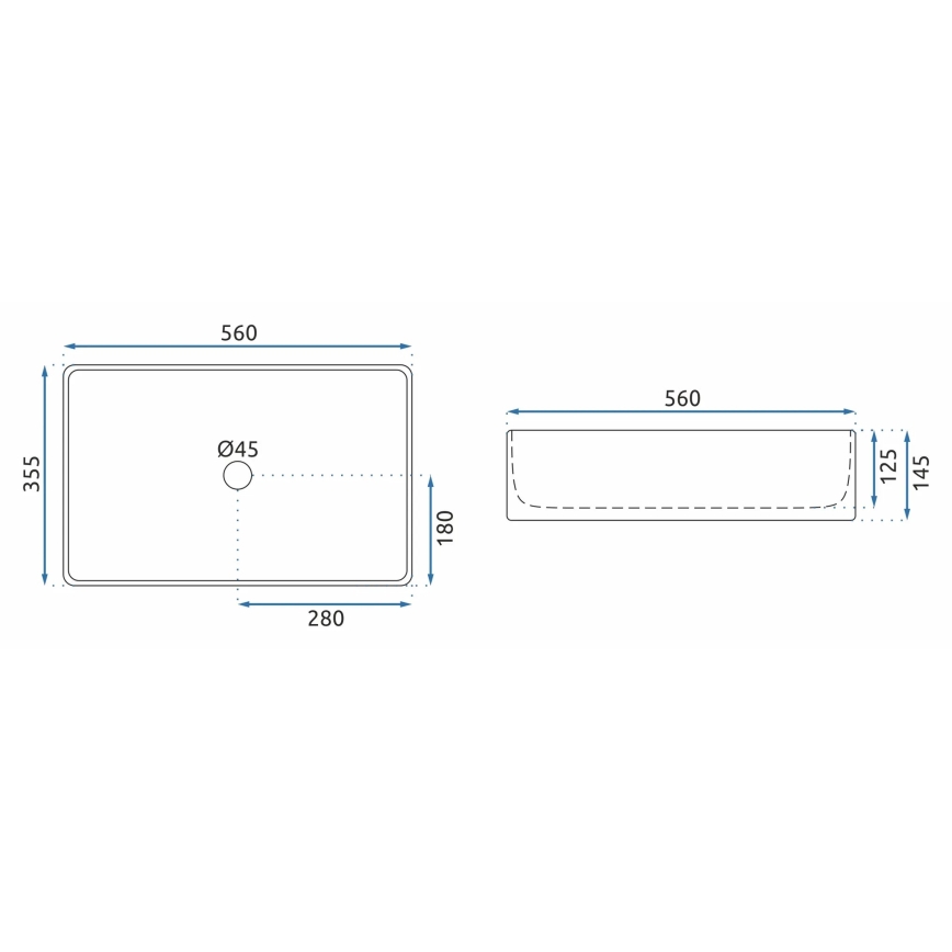 REA-U5055 - Умивалник за плот BERTA 35,5x56 см керамика/бял гланц