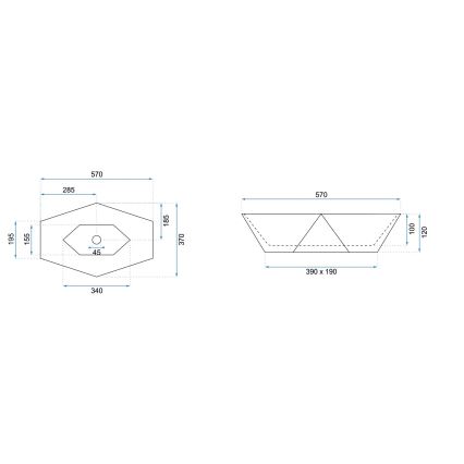 REA-U5602 - Мивка за плот VEGAS 37x57 см керамика/имитация на камък