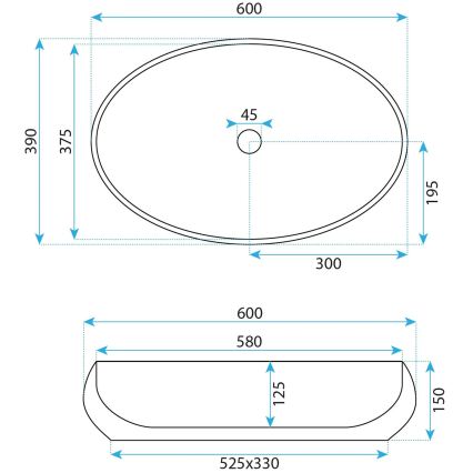 REA-U5660 - Мивка за плот MAYA 39x60 см керамика/лъскаво бяло
