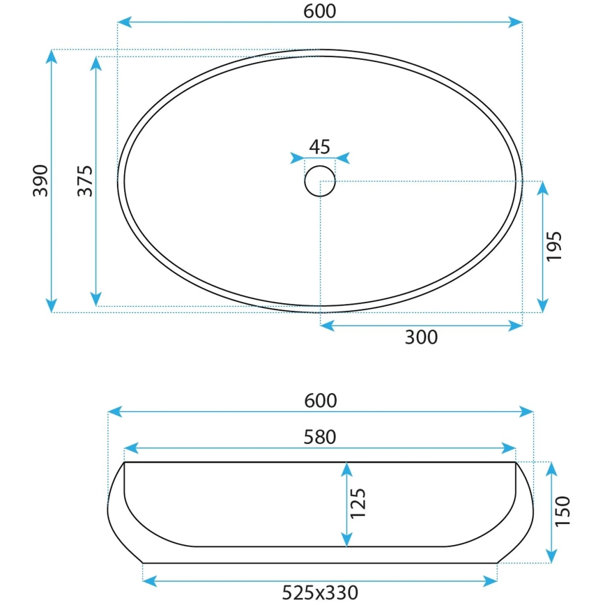 REA-U5660 - Мивка за плот MAYA 39x60 см керамика/лъскаво бяло