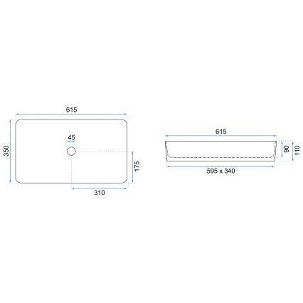 REA-U5896 - Мивка за плот DENIS 35x61,5 см керамика/мраморен декор