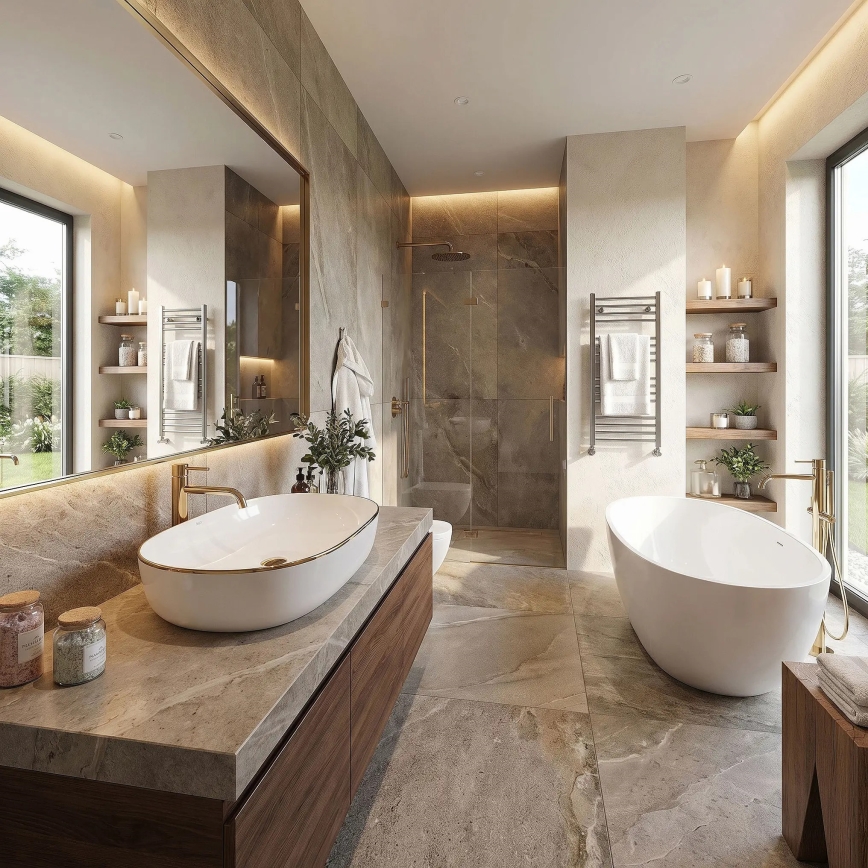 REA-U6211 - Мивка за плот CLEO 41x60,5 cm керамика/бяла/златна