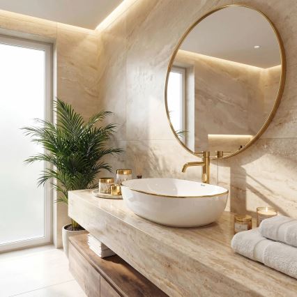 REA-U6211 - Мивка за плот CLEO 41x60,5 cm керамика/бяла/златна