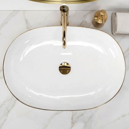 REA-U6211 - Мивка за плот CLEO 41x60,5 cm керамика/бяла/златна