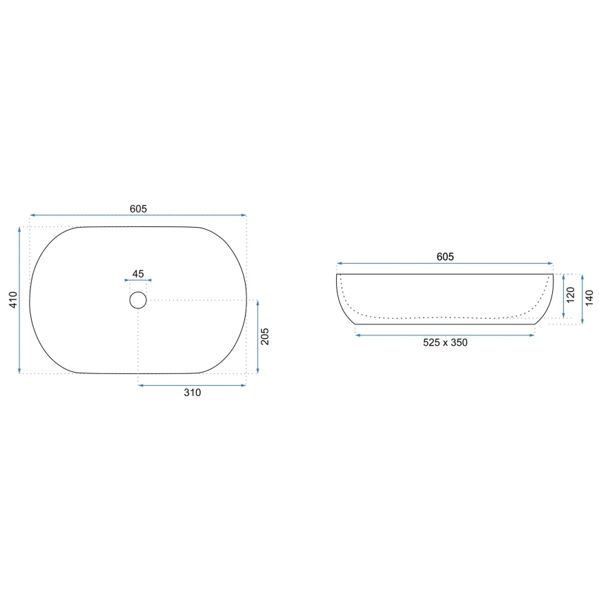 REA-U6211 - Мивка за плот CLEO 41x60,5 cm керамика/бяла/златна