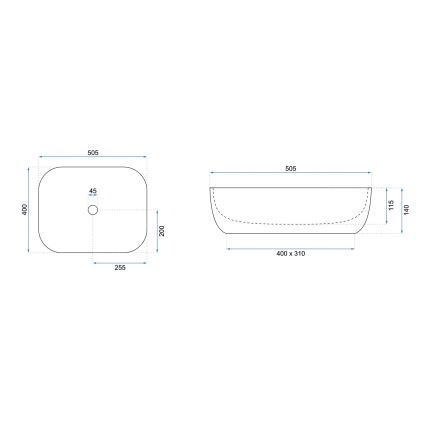 REA-U6300 - Мивка за плот MONA SLIM 40x50,5 cm керамика/бял гланц