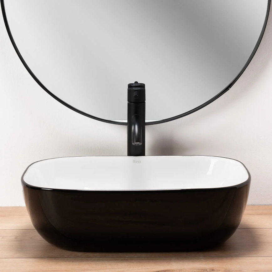 REA-U6332 - Мивка за плот BELINDA 33x46,5 см керамика/черна/бяла