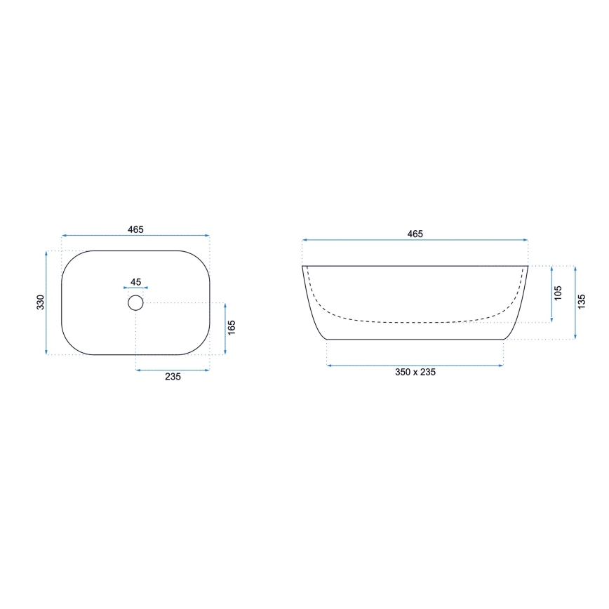 REA-U6332 - Мивка за плот BELINDA 33x46,5 см керамика/черна/бяла