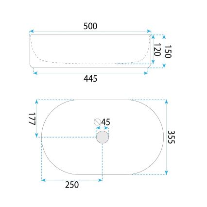 REA-U6366 - Умивалник за плот OKTAWIA 35,5x50 cm керамика/бял