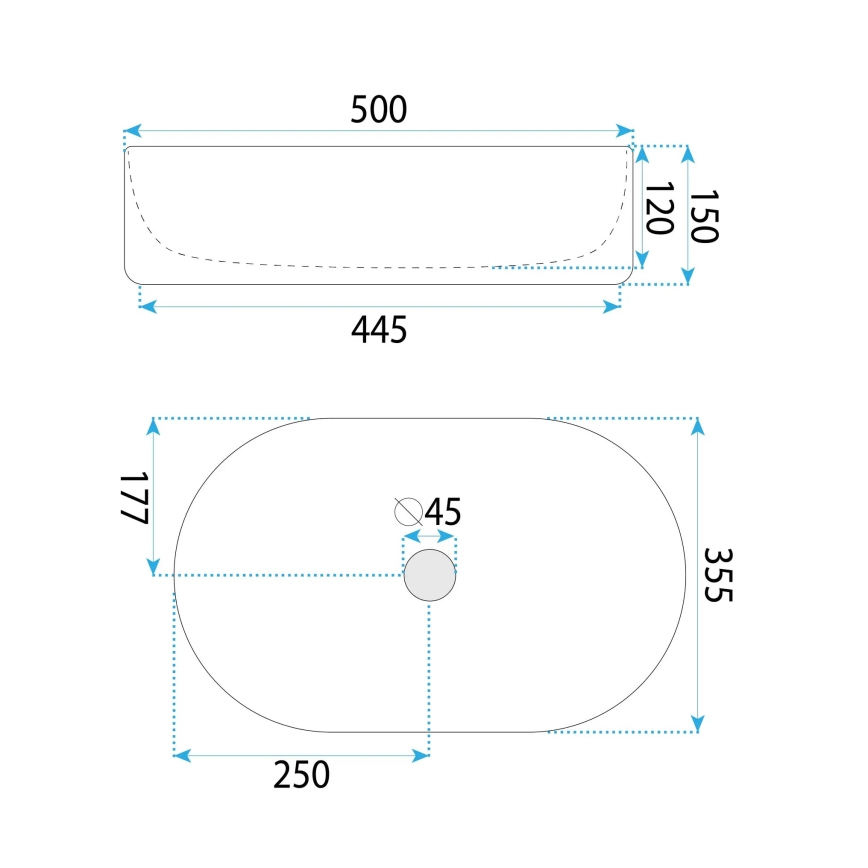 REA-U6366 - Умивалник за плот OKTAWIA 35,5x50 cm керамика/бял
