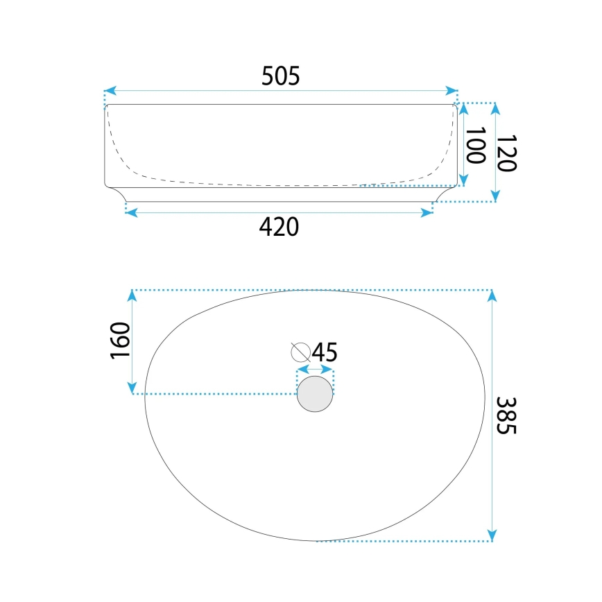 REA-U6370 - Мивка за плот JOANA 38,5x50,5 см керамика/бял гланц