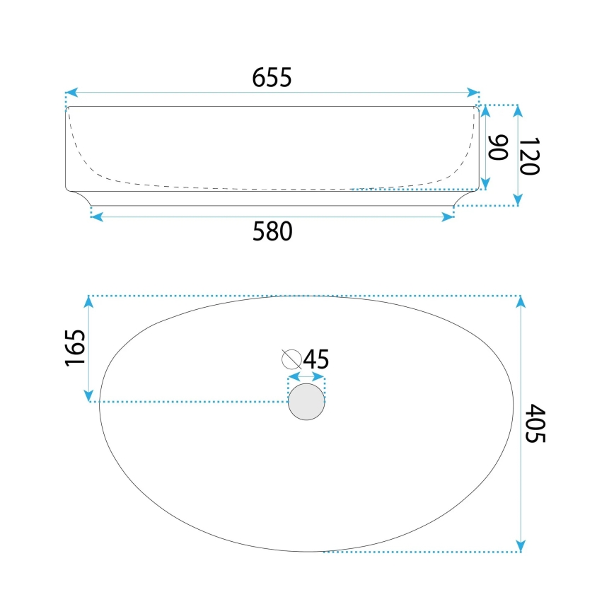 REA-U6371 - Мивка за плот JOANA 40,5x65,5 cm, керамика, бял гланц