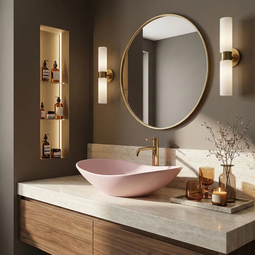 REA-U6374 - Мивка за плот ROYAL 35,5x61,5 cm керамика/матова розова