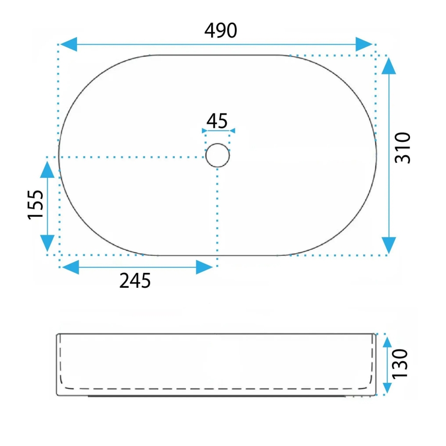 REA-U6376 - Мивка за плот VANDA 31x49 см, керамична, матова розова