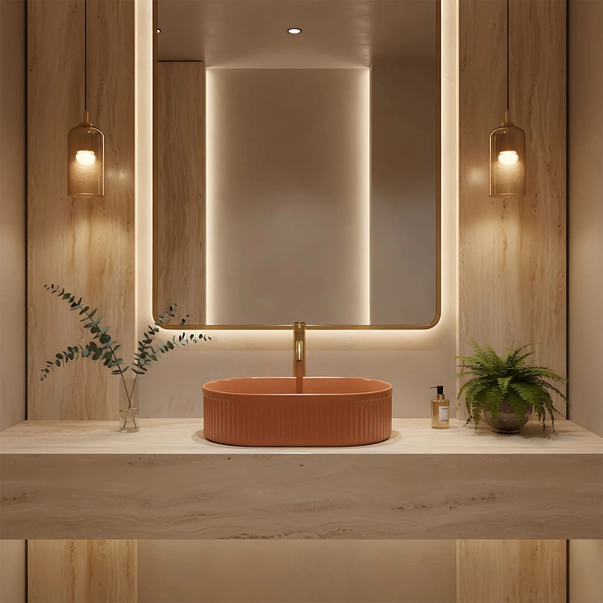 REA-U6377 - Мивка за плот VANDA 31x49 см керамика/оранжева