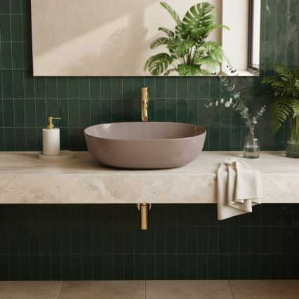 REA-U6380 - Умивалник за плот LISA 35x49 cm керамика/лъскав кафяв