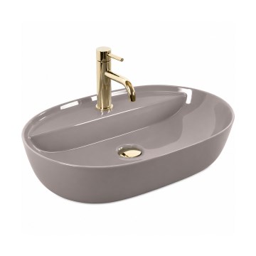 REA-U6381 - Мивка за плот AURA 41x61 см, керамична, в лъскав кафяв цвят