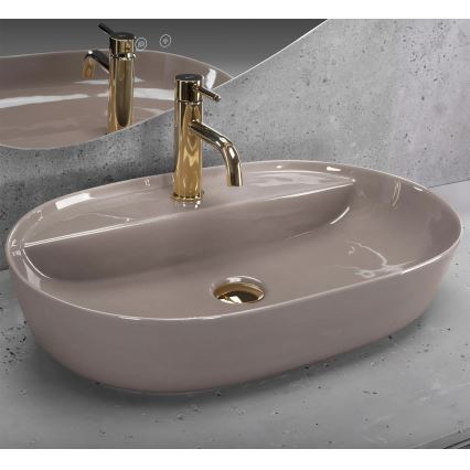 REA-U6381 - Мивка за плот AURA 41x61 см, керамична, в лъскав кафяв цвят