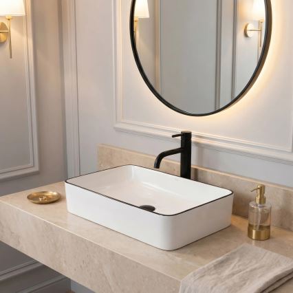 REA-U6513 - Мивка за плот DENIS 35x61,5 cm керамика/бяла/черна