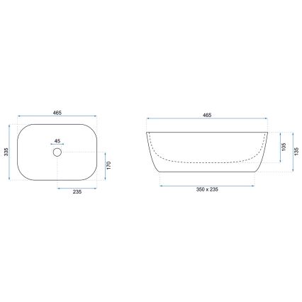 REA-U6521 - Мивка за плот BELINDA 33,5x46,5 cm керамика/бял гланц
