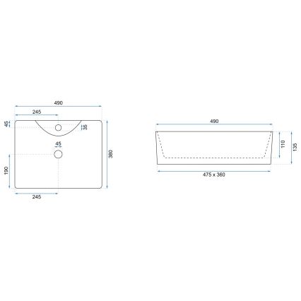 REA-U6524 - Мивка за плот KELLY 38x49 cm керамична/бяла в гланц