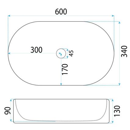 REA-U6526 - Мивка за плот VANDA 34x60 cm керамика/бял гланц