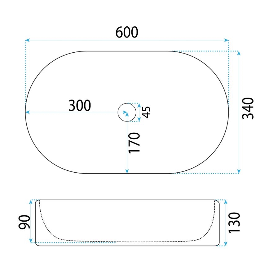 REA-U6526 - Мивка за плот VANDA 34x60 cm керамика/бял гланц