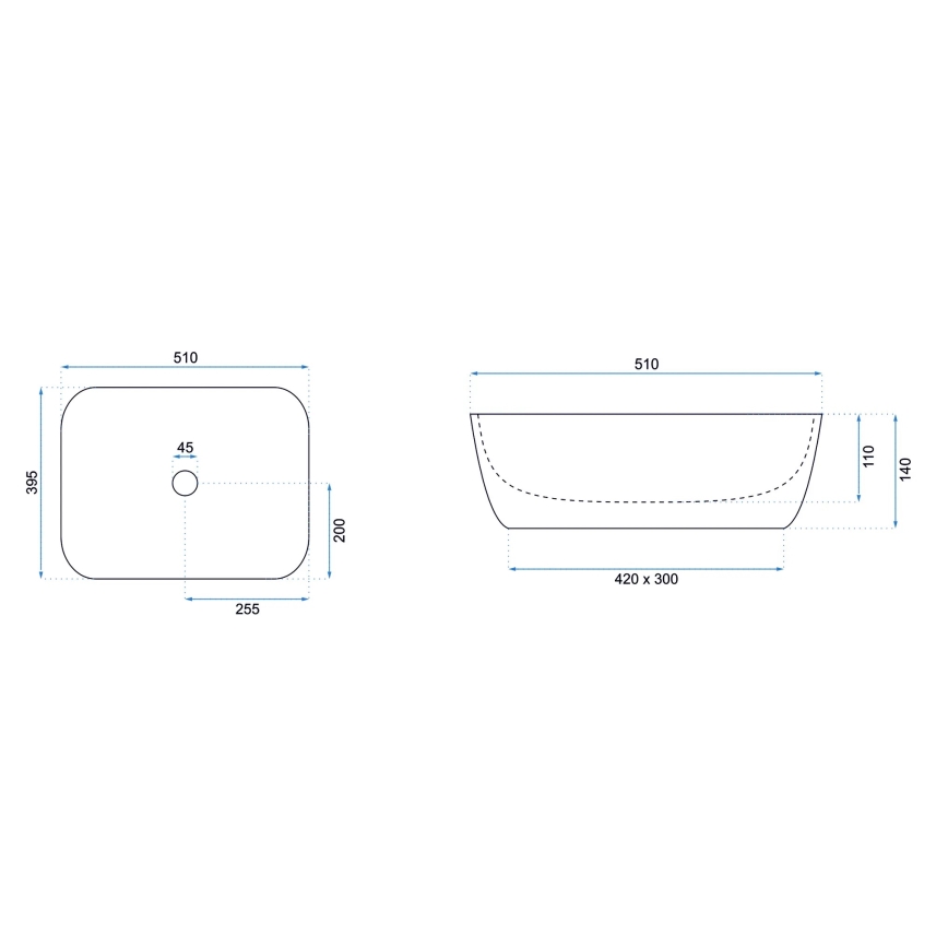 REA-U6616 - Мивка за плот FREJA 39,5x51 cm керамика/бяла