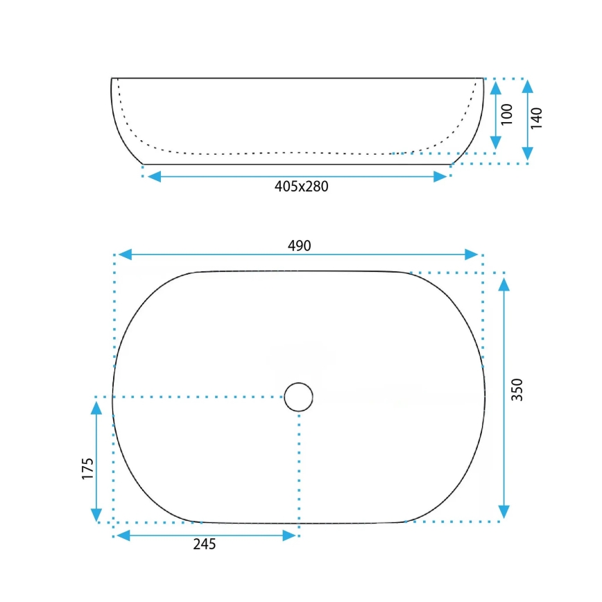 REA-U6620 - Мивка за плот LISA 35x49 см керамика/блестящо синя