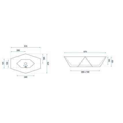 REA-U6643 - Мивка за плот VEGAS 37x57 cm керамика/гланцово бяло