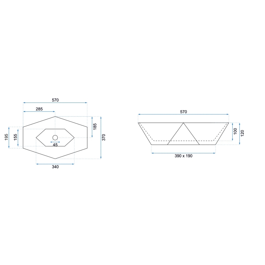 REA-U6643 - Мивка за плот VEGAS 37x57 cm керамика/гланцово бяло